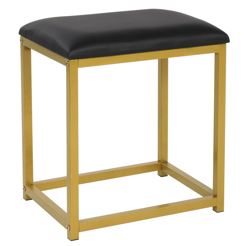 FCH Vanity Stool with Metal Legs, Cushion Vanity Chair, Dressing Makeup Stool Bench, Black