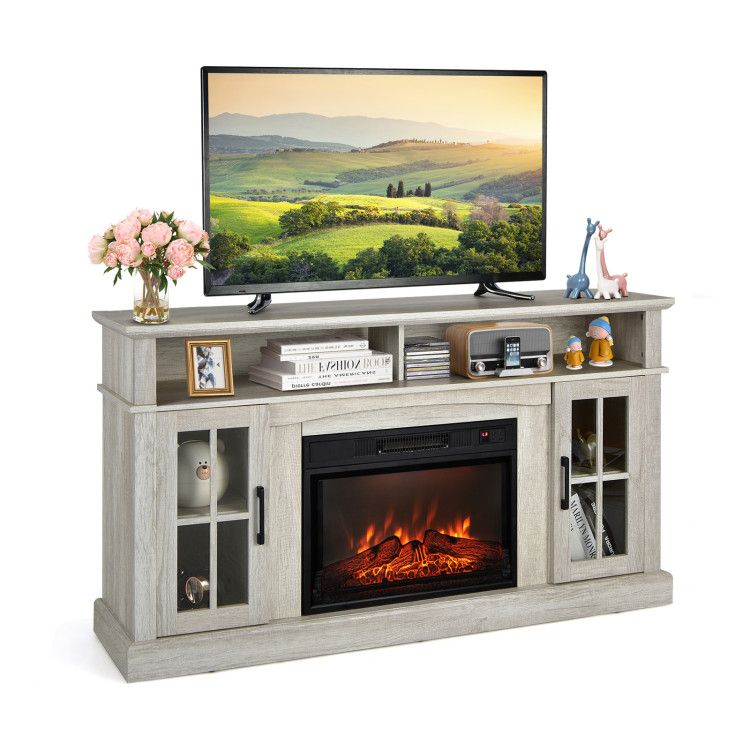 Fireplace TV Stand for TVs Up to 65 Inch with Side Cabinets and Remote Control
