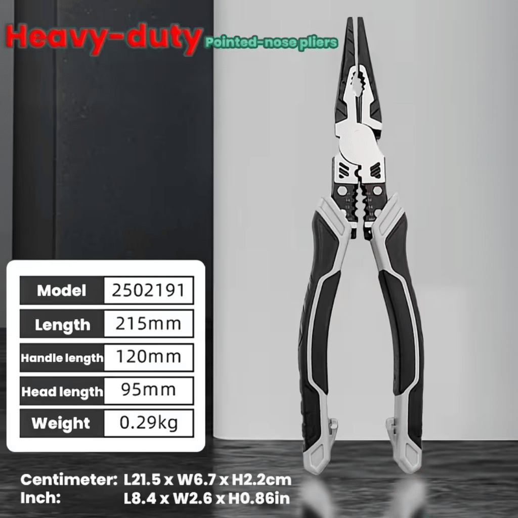 five in one multifunctional pliers set, industrial grade with PVC handle, professional manual tools, automatic wire stripper and cutter - metal