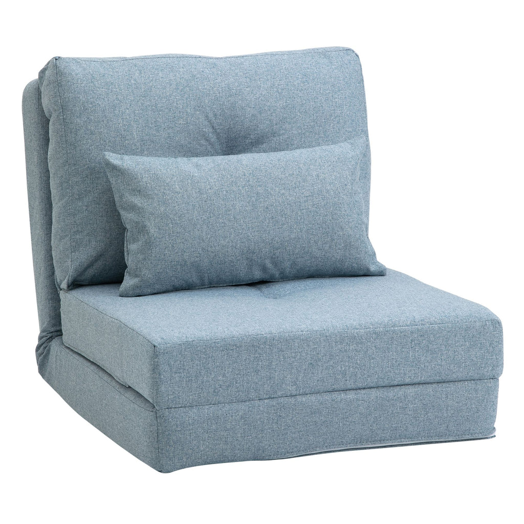 Flip Chair Convertible Sofa Bed Folding Floor Couch with Adjustable Backrest Blue