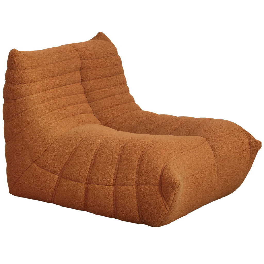 Floor Chair with Back Support, Teddy Fleece Sofa Chair with Channel Tufting, Meditation Chair for Bedroom, Brown