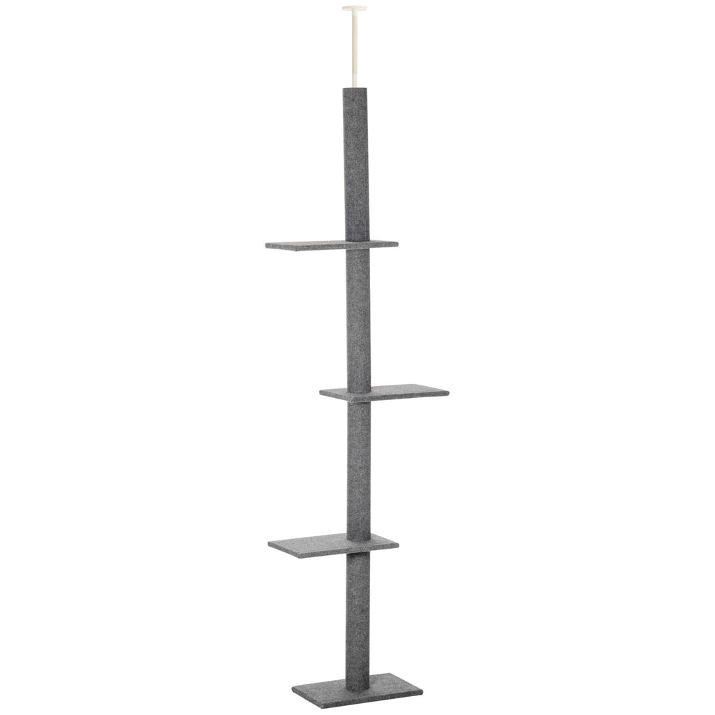 Floor-to-Ceiling Cat Tree Cat Climbing Tower with Sisal-Covered Scratching Posts Natural Cat Tree Activity Center for kittens Cat, Grey