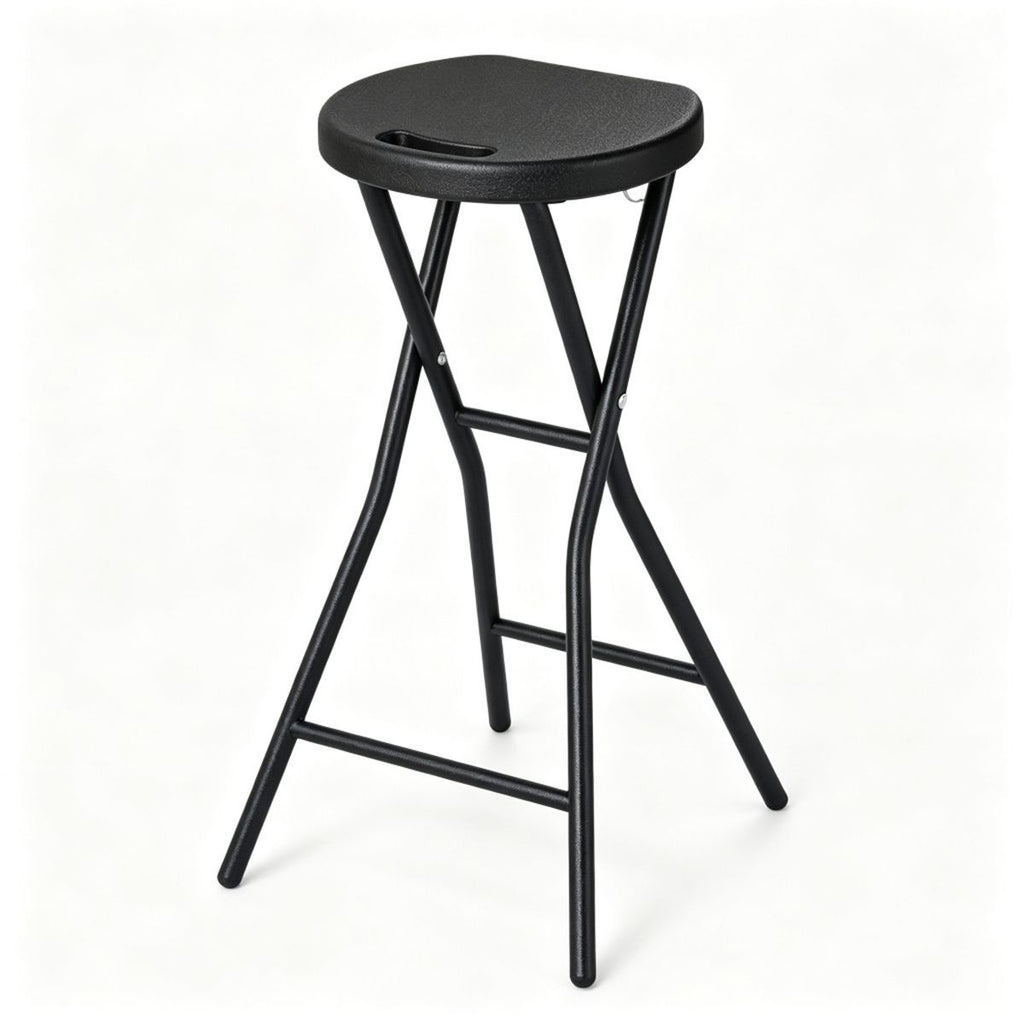 Foldable Backless Bar Stool, Waterproof HDPE Seat Counter Height Stool with Metal Frame, 330LBS Heavy-Duty Portable Bar Chair for Kitchen Island Patio Fishing