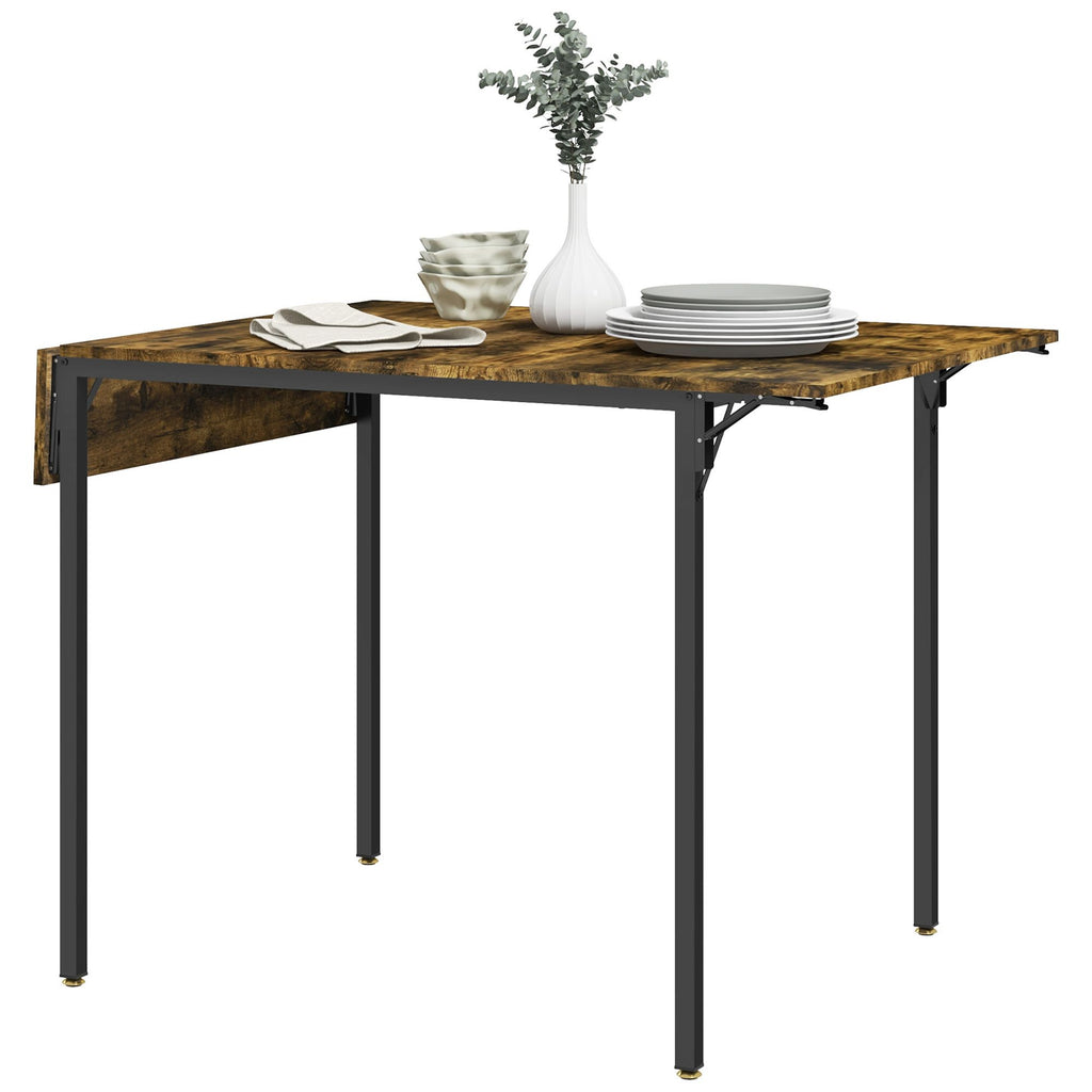 Foldable Kitchen Table for 2 to 4 People, Industrial Drop Leaf Table, Space-Saving Kitchen Table for Apartment, Rustic Brown