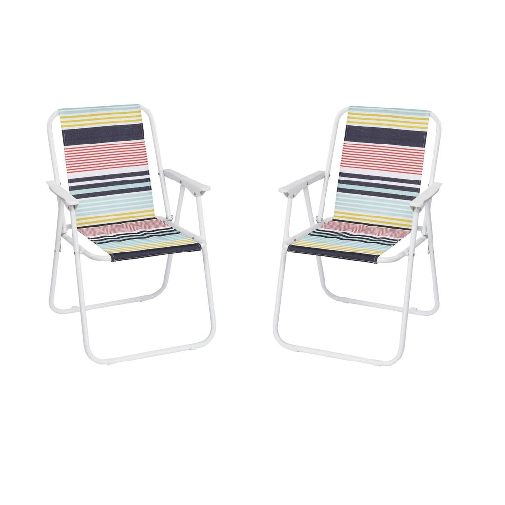 Folding Beach Chair, Lightweight Beach Chair with High Back, Portable Foldable Camping Chair Lawn Chair with Hard Armrest, Colorful Stripes
