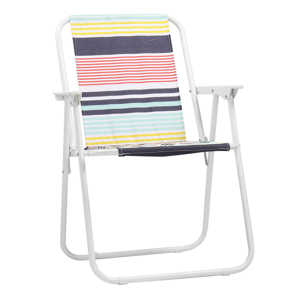 Folding Beach Chair, Lightweight Beach Chair with High Back, Portable Foldable Camping Chair Lawn Chair with Hard Armrest, Colorful Stripes