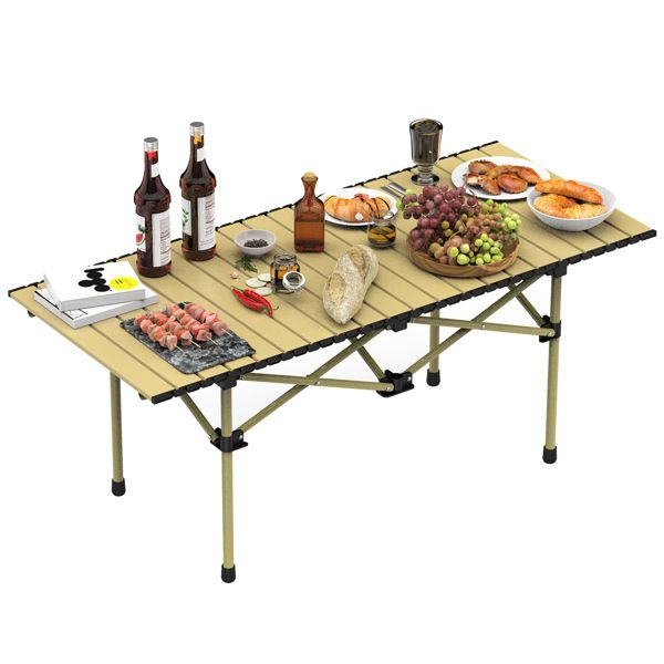 Folding Camping Table, Portable upgraded carbon steel Table with Carry Bag Heavy Duty, Lightweight Foldable Camp Table for Outdoor, Large Table for Picnic Barbecue Grill Beach Patio, 4-6 Person