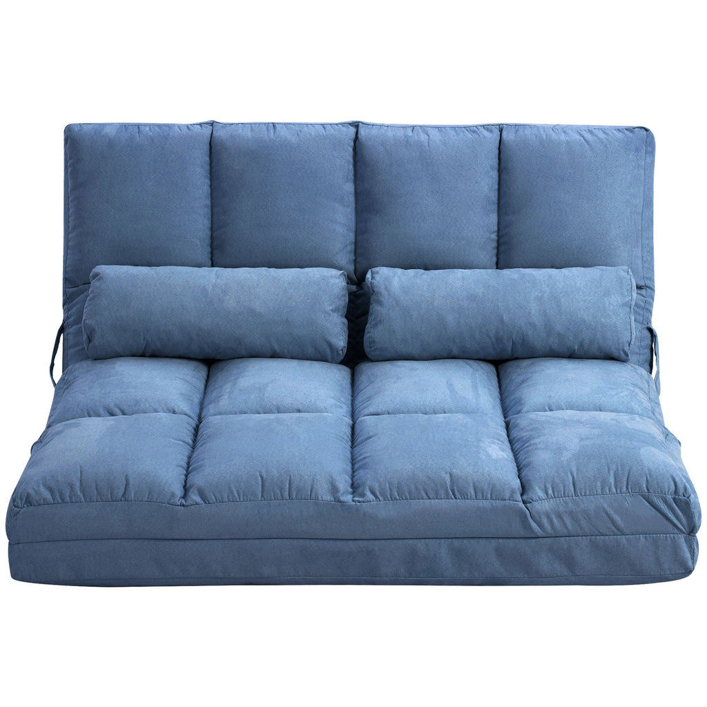 Folding Floor Sofa Chair Blue Convertible Recliner Adjustable Backrest Headrest