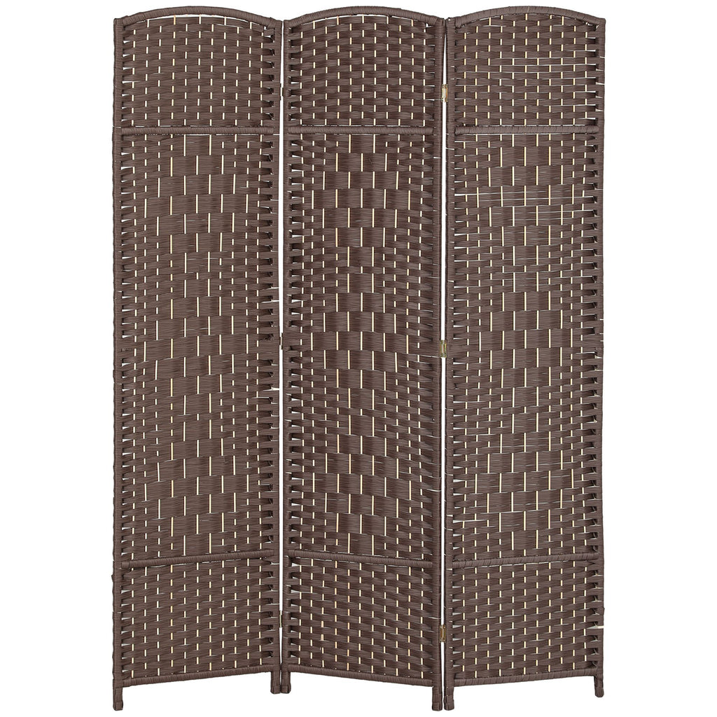 Folding Room Divider Screen 3 Panel 6' Tall Privacy Screen Freestanding Wood Partition for Home Office, Brown