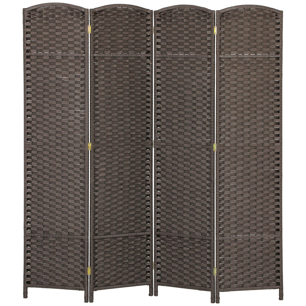 Folding Room Divider Screen 4 Panel 5.6 ' Tall Privacy Screen Freestanding Room Partition for Home Office, Brown