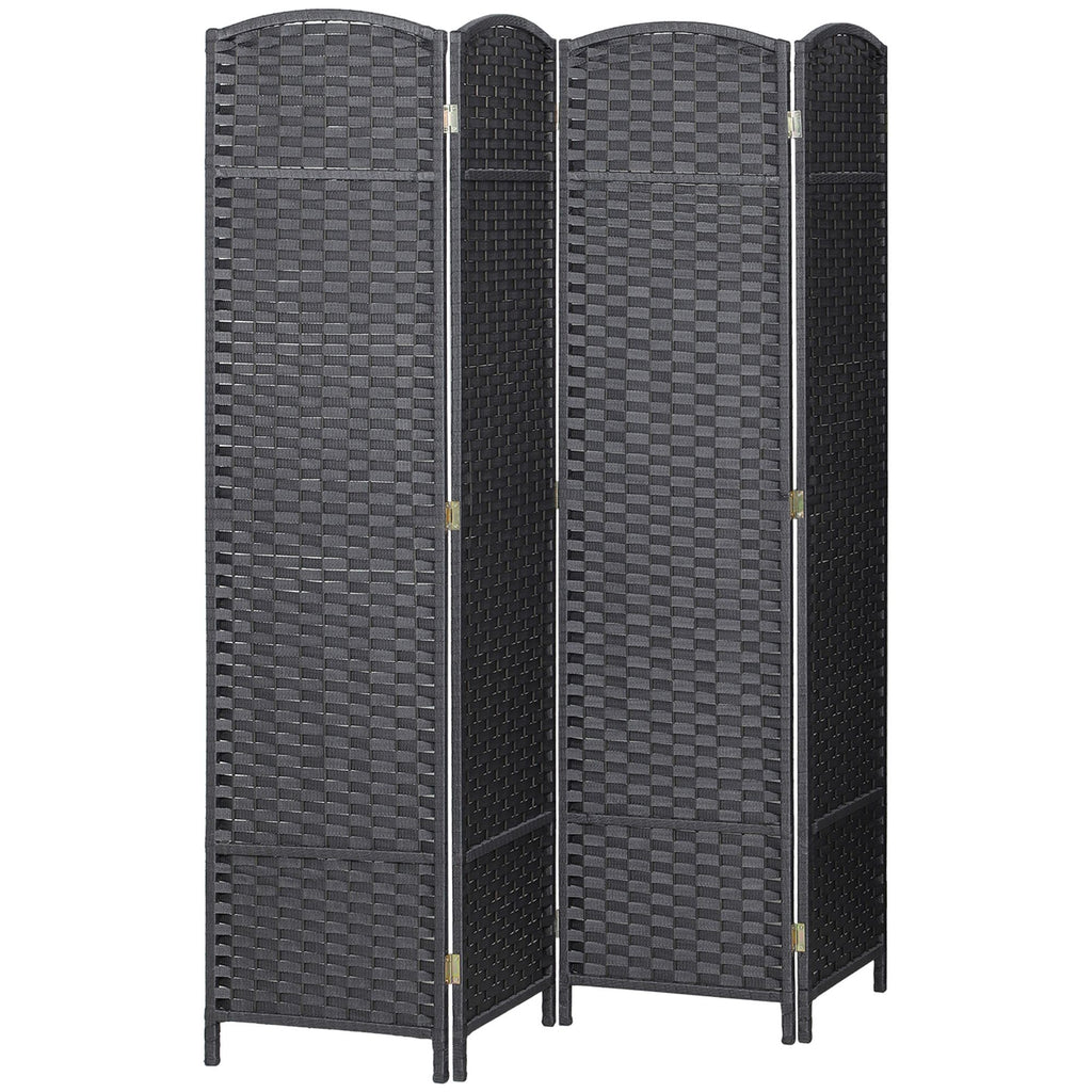 Folding Room Divider Screen 4 Panel 5.6 ' Tall Privacy Screen Freestanding Room Partition for Home Office, Charcoal Gray