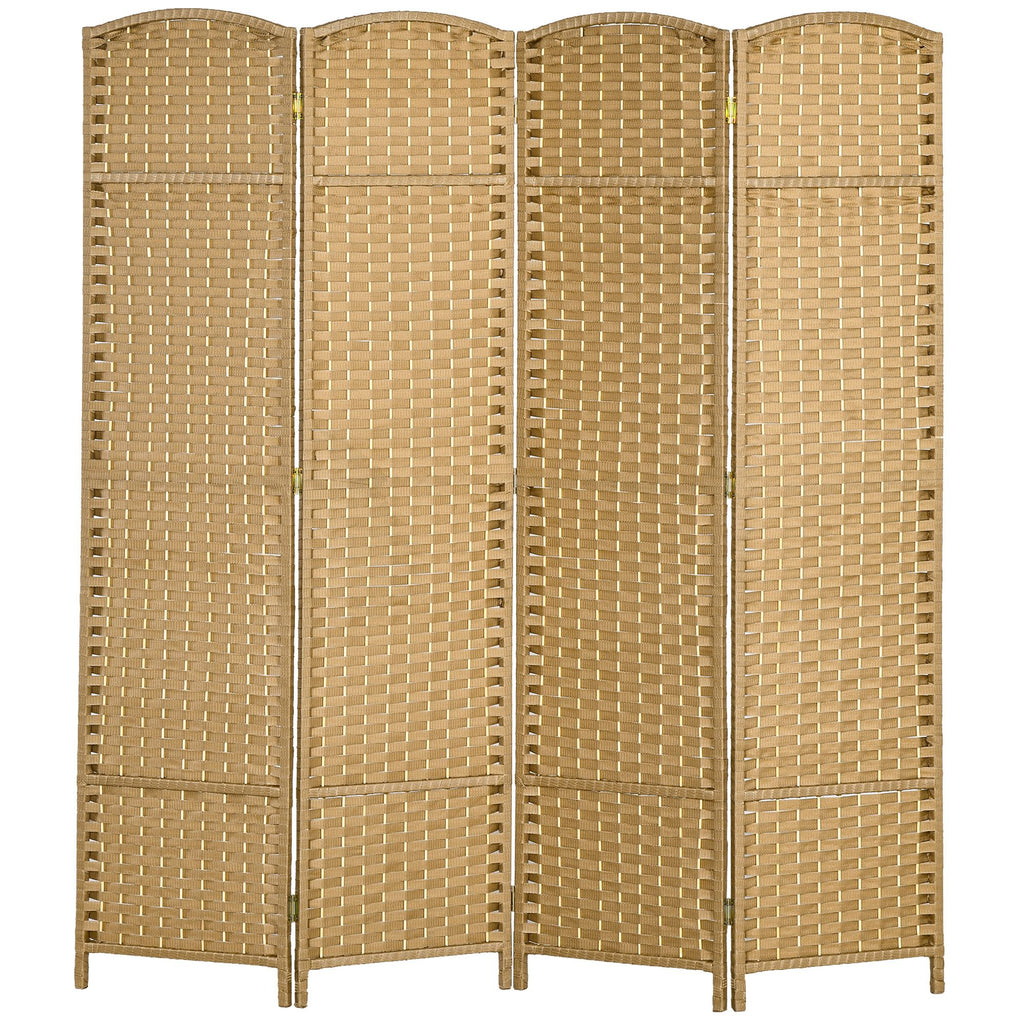 Folding Room Divider Screen 4 Panel 5.6 ' Tall Privacy Screen Freestanding Room Partition for Home Office, Nature Wood