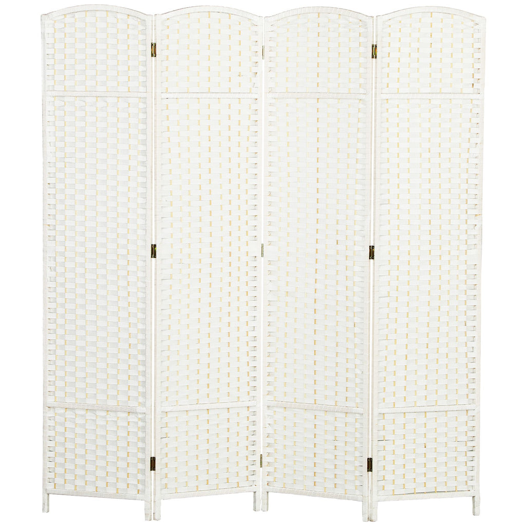 Folding Room Divider Screen 4 Panel 5.6 ' Tall Privacy Screen Freestanding Room Partition for Home Office, White