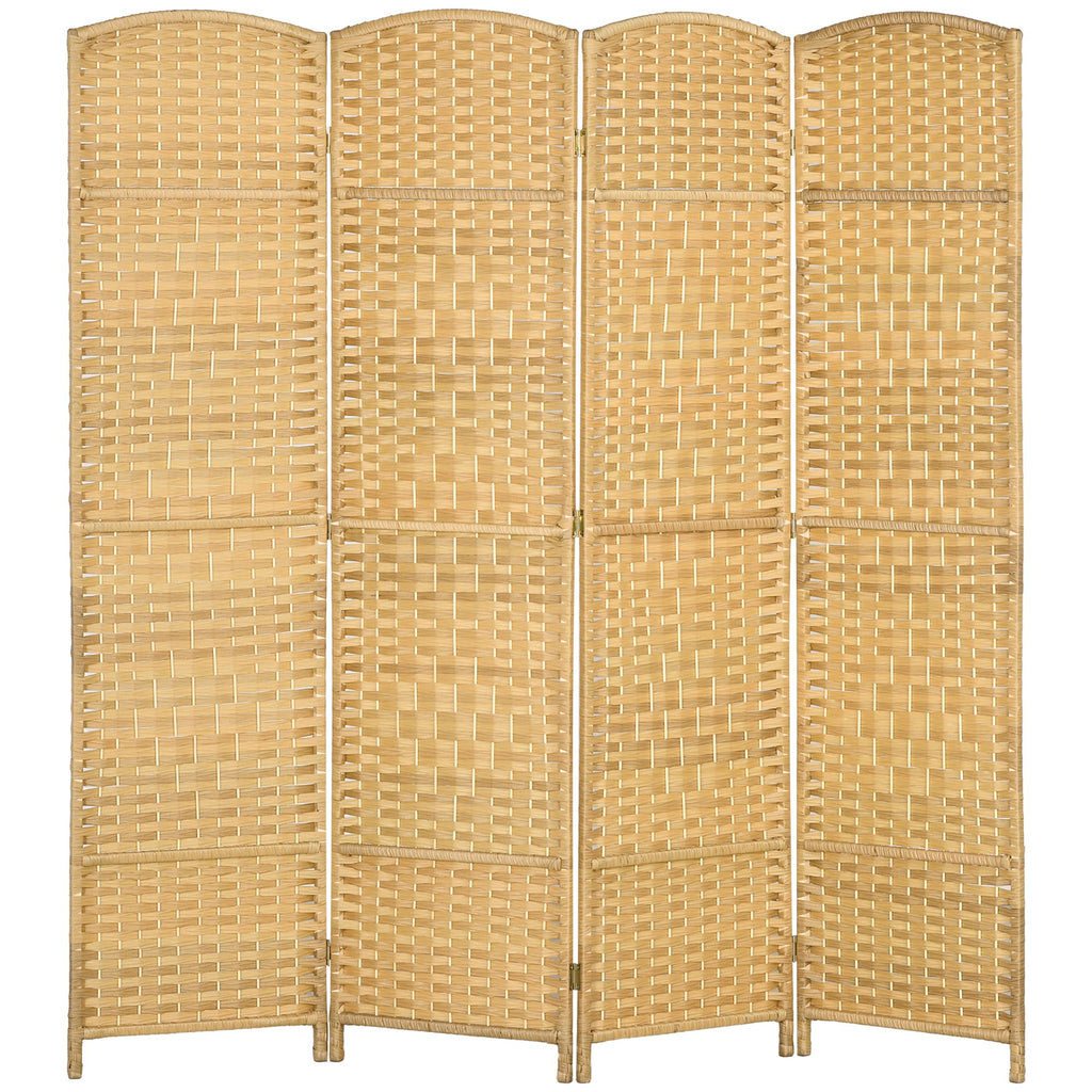 Folding Room Divider Screen 4 Panel 6' Tall Privacy Screen Freestanding Wood Partition for Home Office, Nature Wood