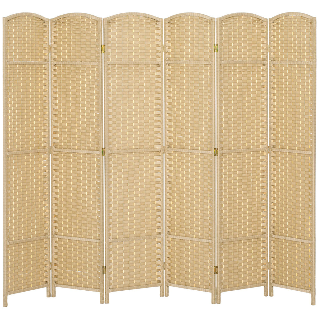 Folding Room Divider Screen 6 Panel 5.6' Tall Privacy Screen Freestanding Room Partition for Home Office, Beige