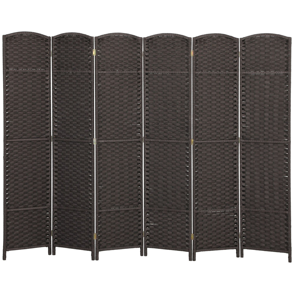 Folding Room Divider Screen 6 Panel 5.6 ' Tall Privacy Screen Freestanding Room Partition for Home Office, Brown
