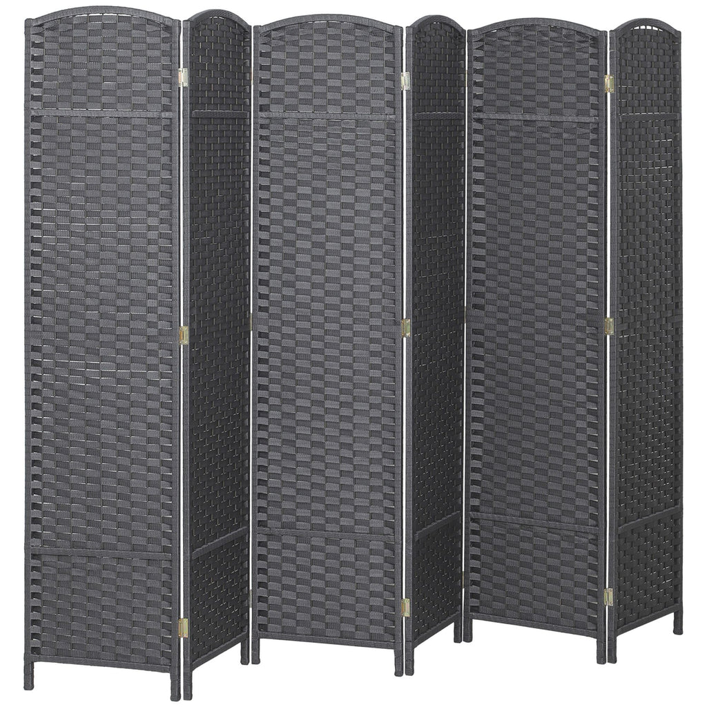 Folding Room Divider Screen 6 Panel 5.6' Tall Privacy Screen Freestanding Room Partition for Home Office, Charcoal Gray