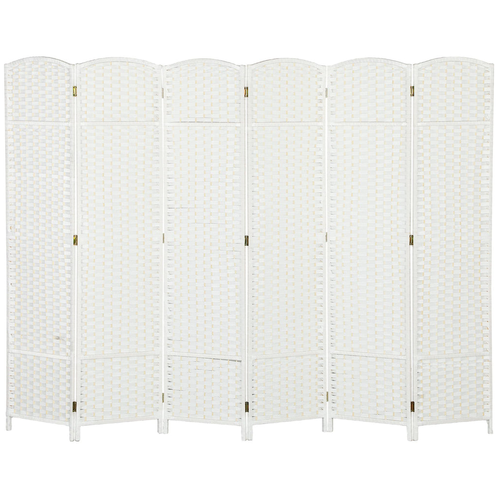Folding Room Divider Screen 6 Panel 5.6 ' Tall Privacy Screen Freestanding Room Partition for Home Office, White