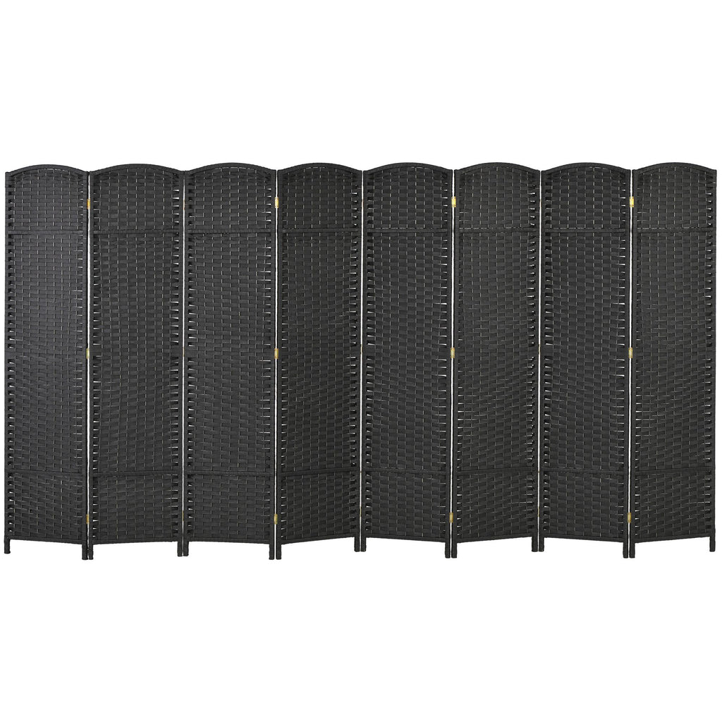 Folding Room Divider Screen 8 Panel 5.6 Ft Tall Privacy Screen Freestanding Room Partition for Home Office Black