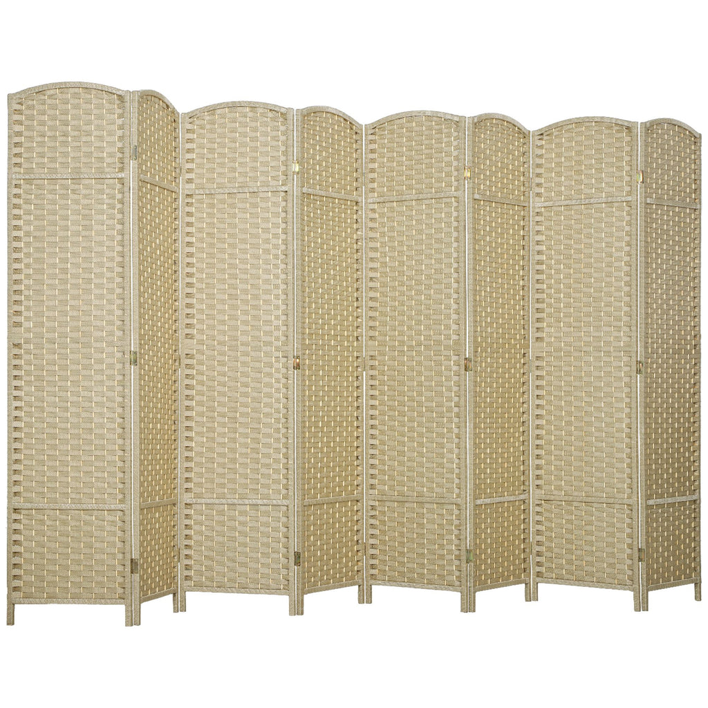 Folding Room Divider Screen 8 Panel 5.6 ' Tall Privacy Screen Freestanding Room Partition for Home Office, Beige