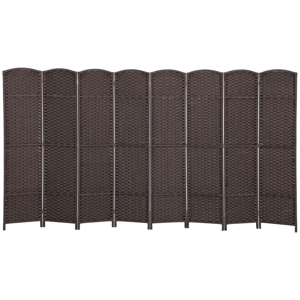 Folding Room Divider Screen 8 Panel 5.6 ' Tall Privacy Screen Freestanding Room Partition for Home Office, Brown
