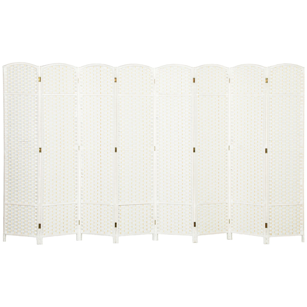 Folding Room Divider Screen 8 Panel 5.6 ' Tall Privacy Screen Freestanding Room Partition for Home Office, White