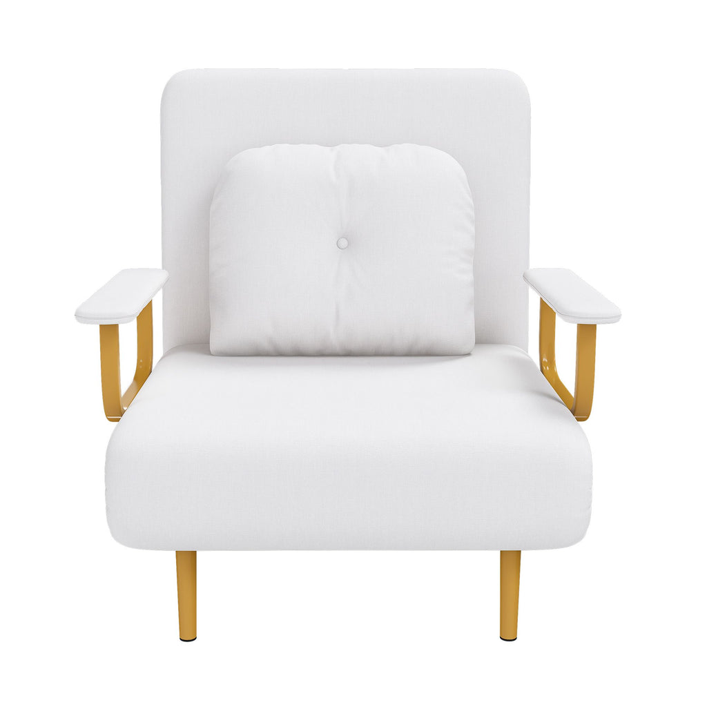 Folding Sofa Bed 3-in-1 Convertible Chair - 5-Position Adjustable Backrest with Pillow, Space-Saving Sleeper for Living Room, Bedroom & Office (White)