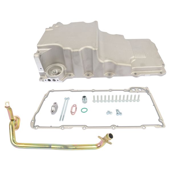 For GM LS1/LS2/LS3 4.8 5.3 5.7 6.0 6.2 quarts Retro Oil Pan Low Profile Pick Up; Gasket; Plate