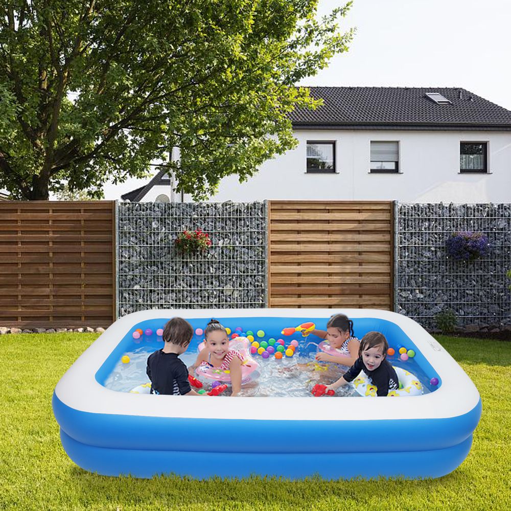 Free shipping 102*70*22in blue PVC cuboid with wall thickness of 0.3mm for inflatable swimming pool  Full-Sized Family Kiddie Blow up Pool for Kids, Adults, Baby, Children, Thick Wear-Resistant Big YJ