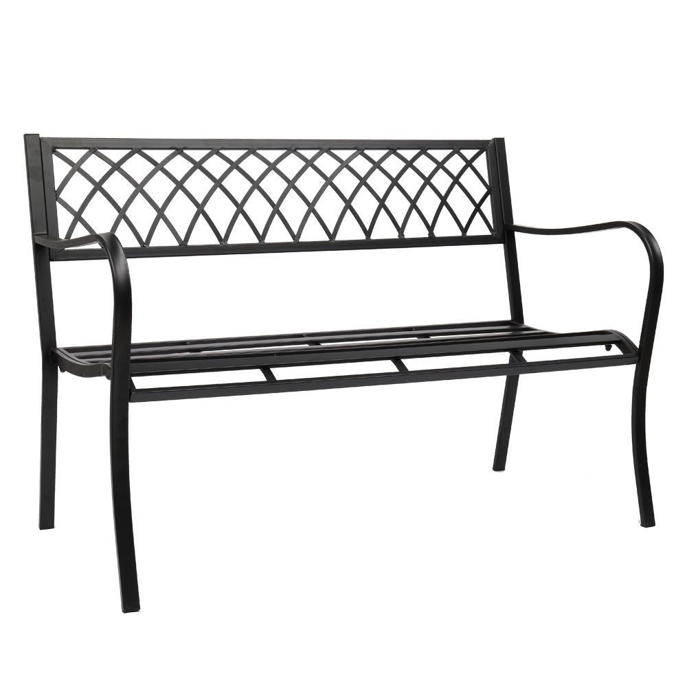 Free shipping 47" Patio Park Garden Bench Porch Path Chair Outdoor Deck Iron Frame Black YJ