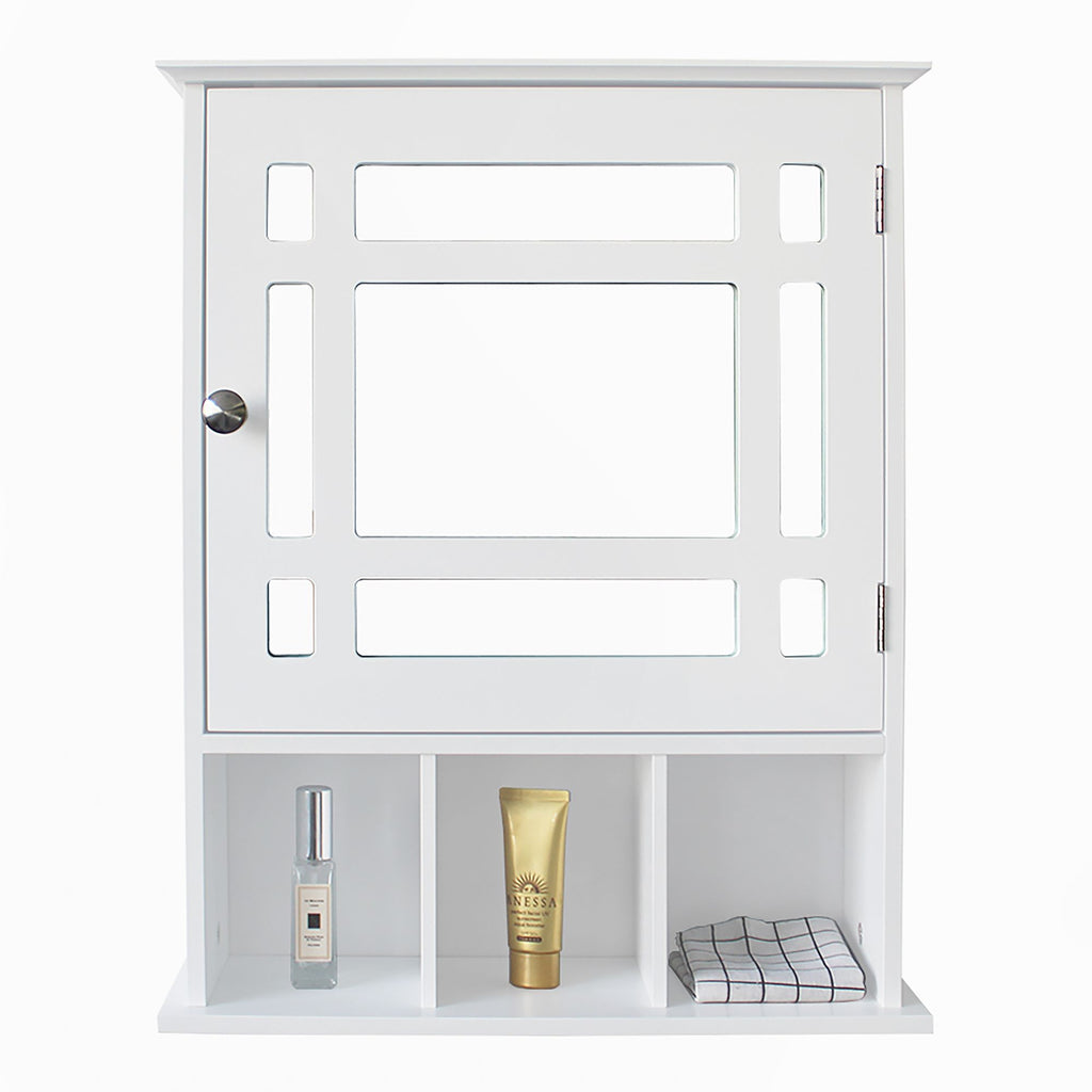 Free shipping Single Door Three Compartment Storage Bathroom Cabinet –White YJ