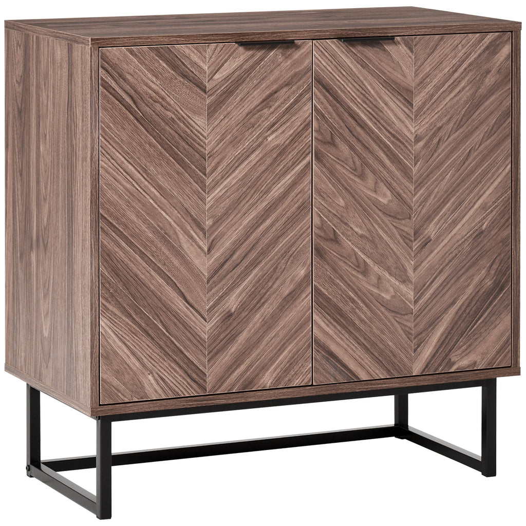 Free Standing Storage Cabinet 2-Door with Adjustable Shelf Walnut Double Door Sideboard Console Table for Kitchen Living Room