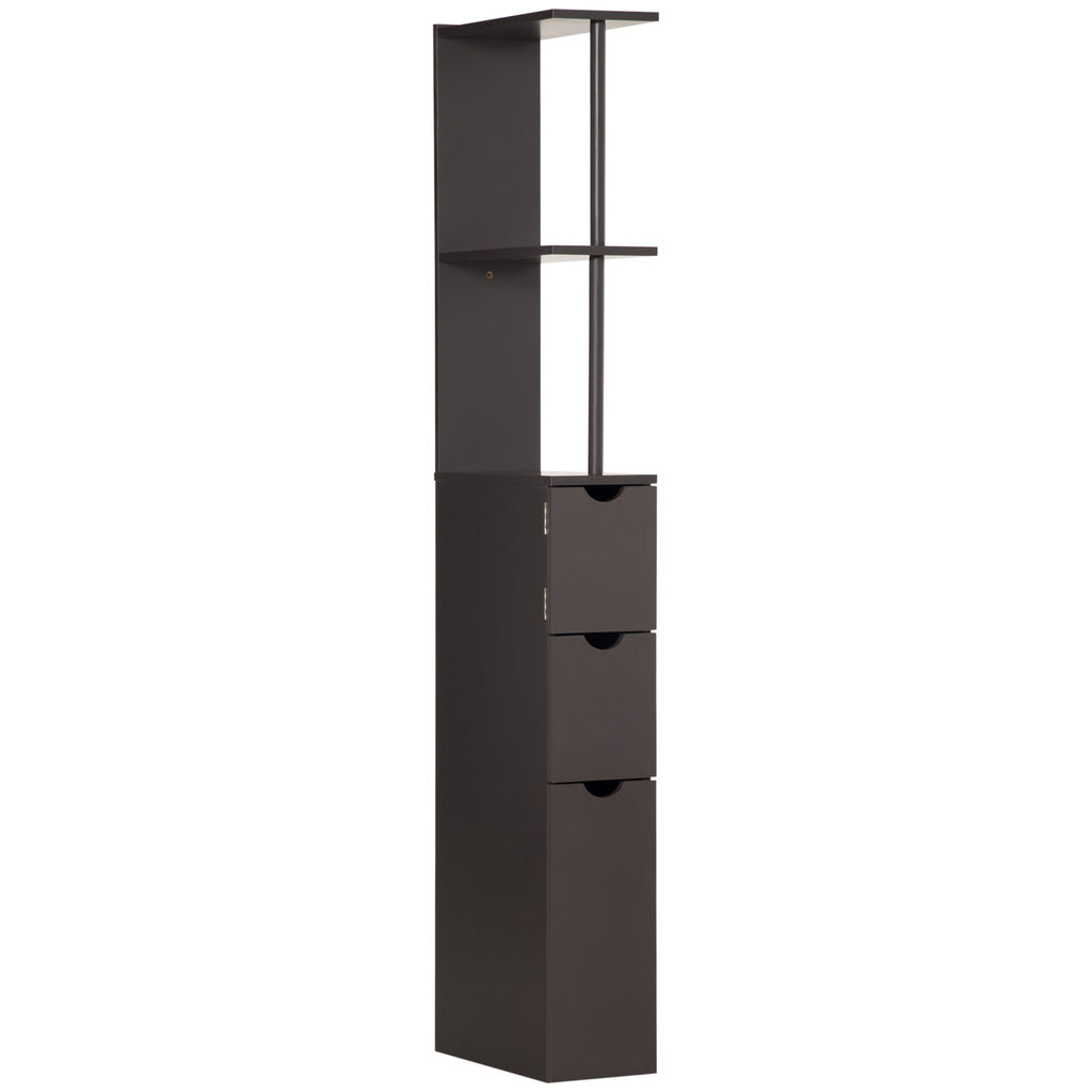 Freestanding 2-Tier Bathroom Cabinet, Compact Linen Solution with Shelves & Drawers, Brown
