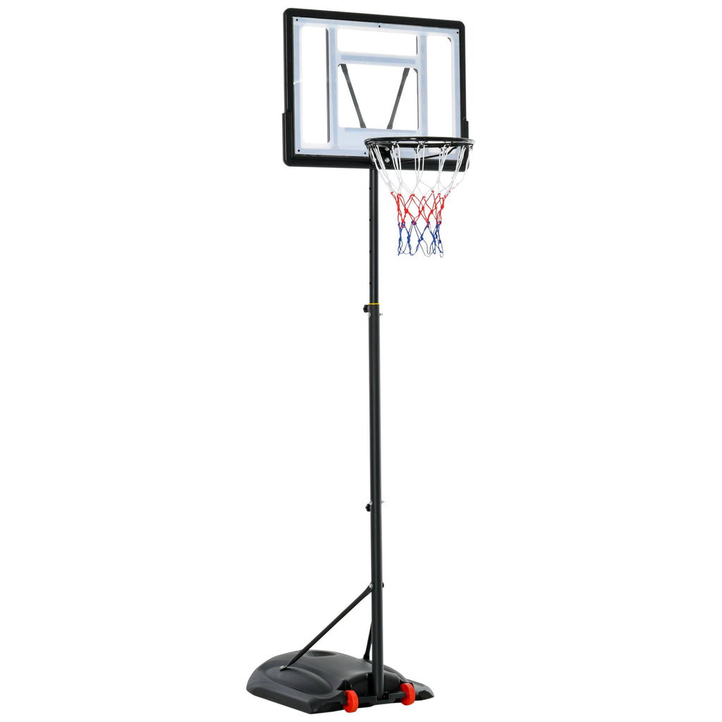 Freestanding Basketball Hoop Stand 5.5ft-7.5ft Adjustable Transparent Backboard with Wheels for Teens