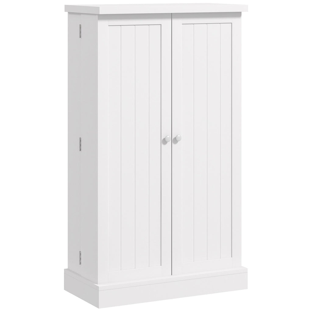 Freestanding Kitchen Pantry Cabinet White with 5-Tier Shelf 12 Spice Rack Adjustable Shelves