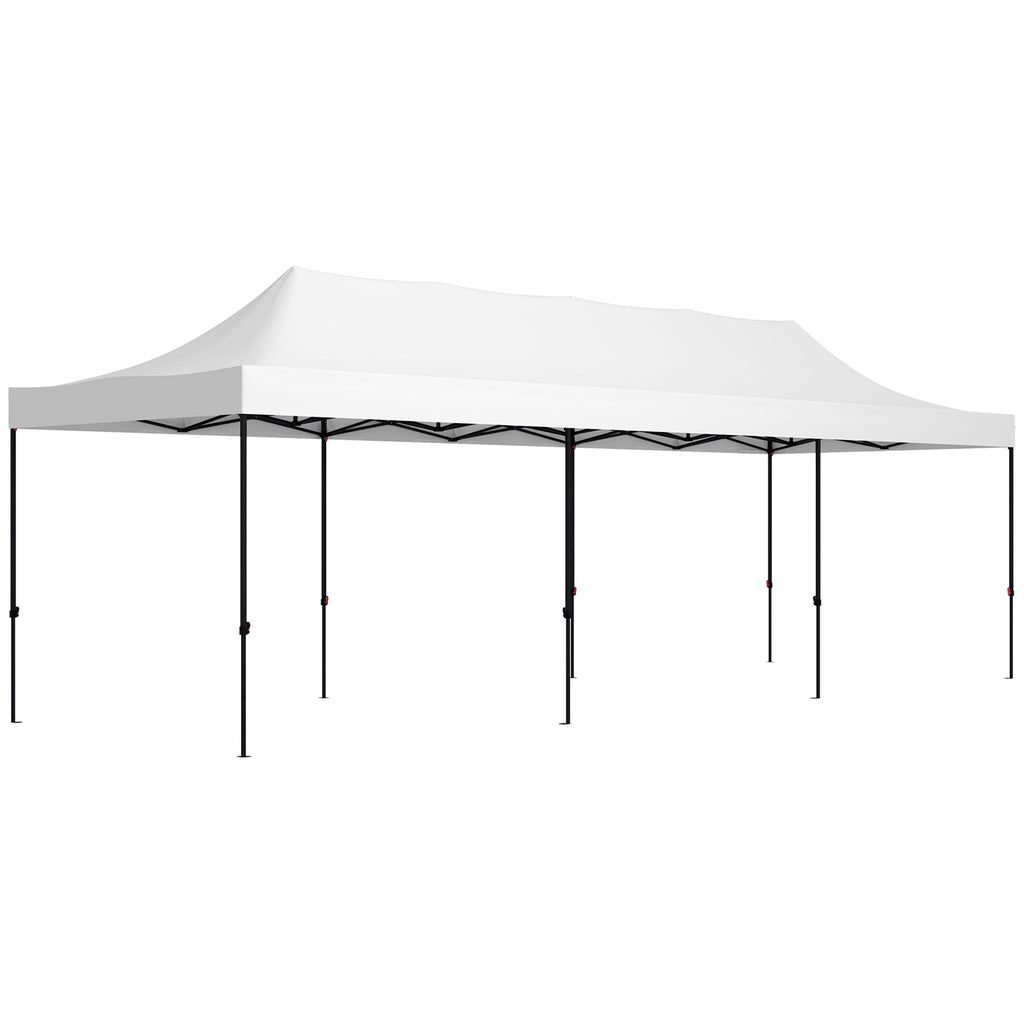 Freestanding Shade Tent 9.5x28 White with Carry Bag Weights for Outdoor Events Gatherings Easy Transport