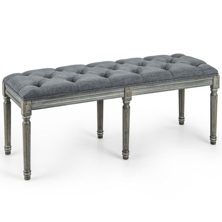 French Vintage Entryway Bench 47 Inch Upholstered Dining Bench