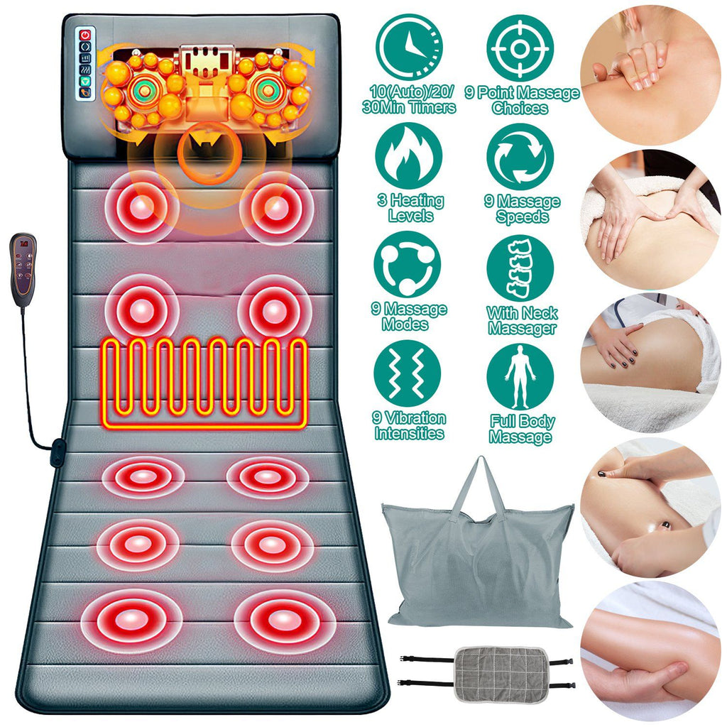 Full Body Massage Mat with Heat 10 Neck Relaxing massage Kneading Massage Heads, Multifunctional Electric Heated Massage Chair Back Pad for Back Lumbar Leg Pain Relief(No shipments on weekends)