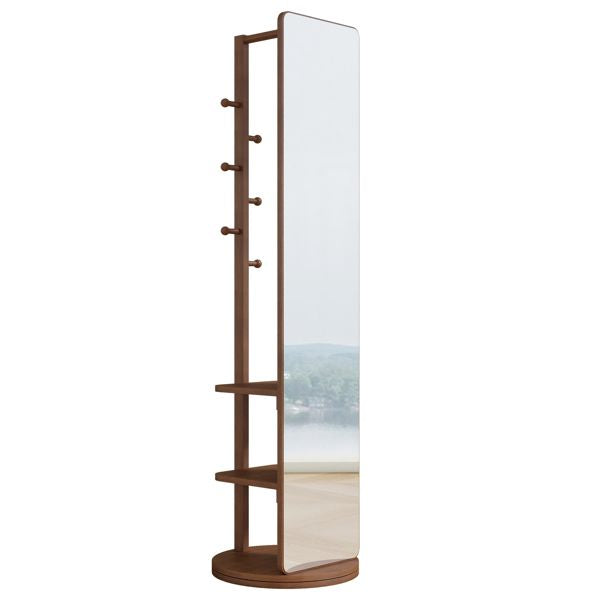 Full-length mirror solid wood + rubber wood + glass, 65.7*17.7in(mirror width:13.7in) Large mirror for viewing the whole body, easy to dress and tidy up and place in the bedroom/living room (Walnut)