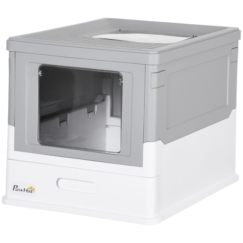 Fully Enclosed Cat Litter Box, Front Entry, Top Exit, Easy Clean, Gray