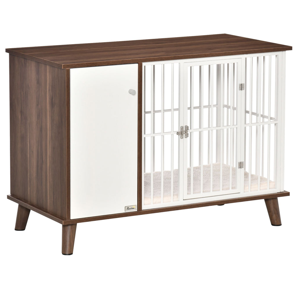 Furniture Style Dog Crate, w/ Wooden Top, Door, for Small Dogs, Brown