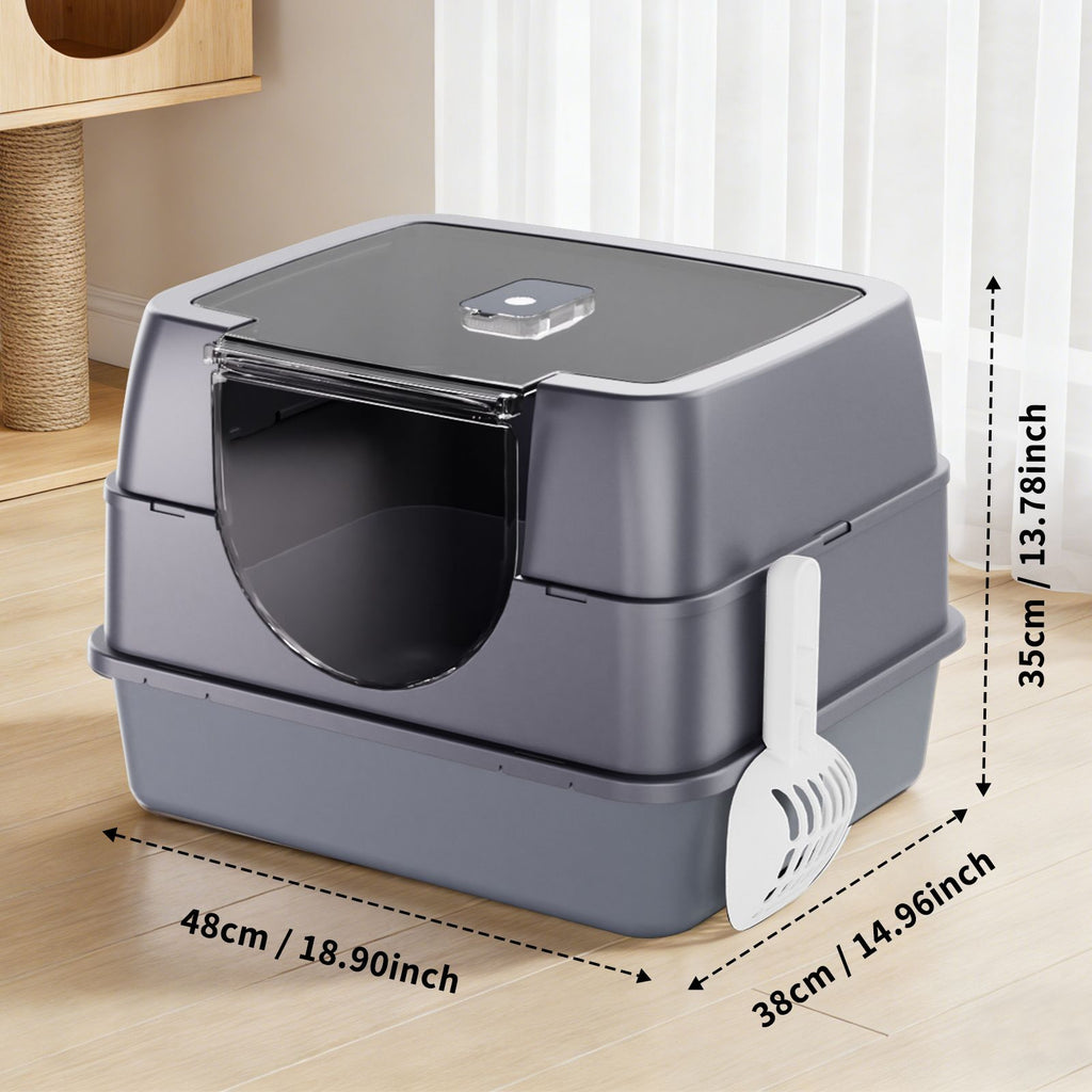 Galaxy enclosed gray cat litter box, sealed to prevent odors and sanding, stable and durable, suitable for pet families worldwide