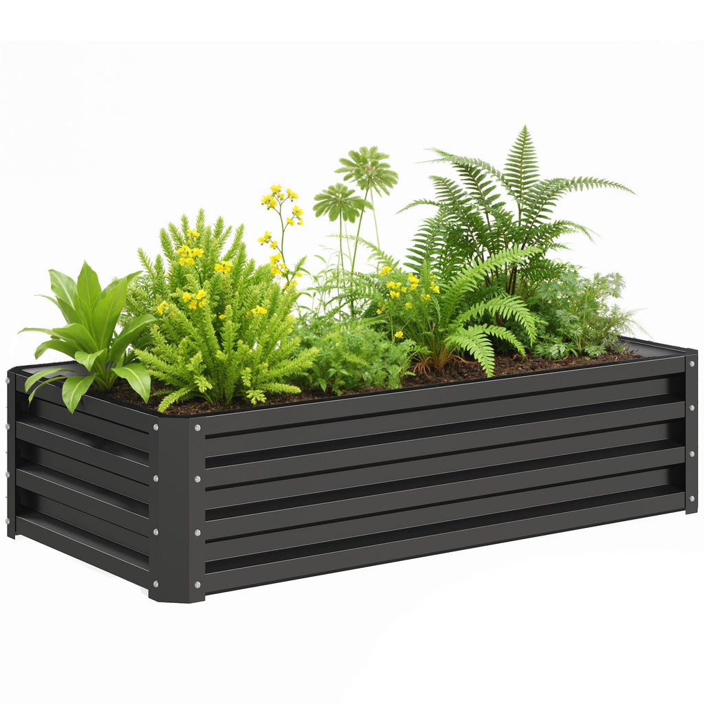 Galvanized Raised Garden Bed, 4' x 2' x 1' Metal Planter Box, for Growing Vegetables, Flowers, Herbs, Succulents, Gray