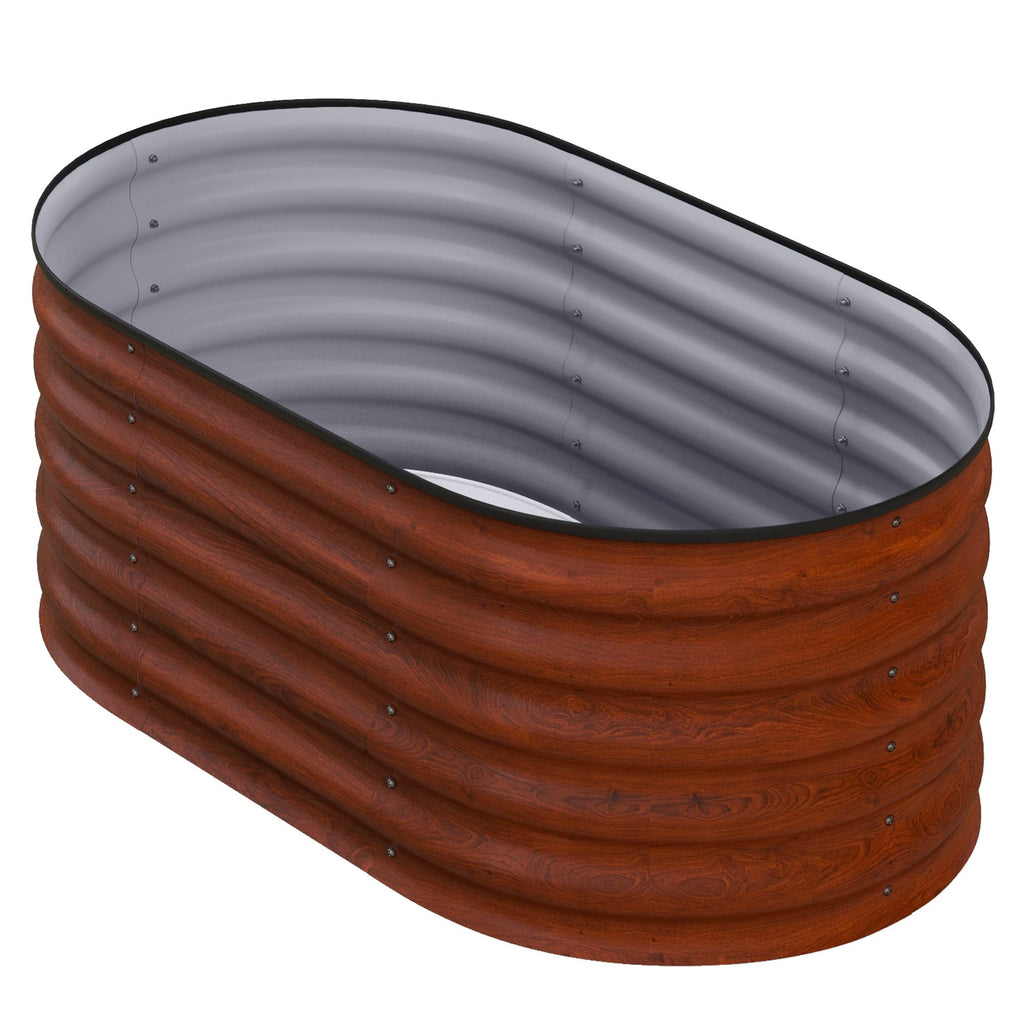 Galvanized Raised Garden Bed, Brown, 3.4x2ft, with Safety Edging, Metal Planter Kit for Vegetables