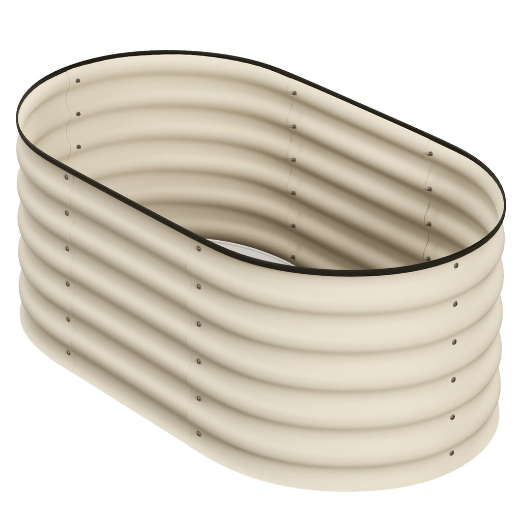 Galvanized Raised Garden Bed, Cream, 3.4x2ft, with Safety Edging, Metal Planter Kit for Vegetables