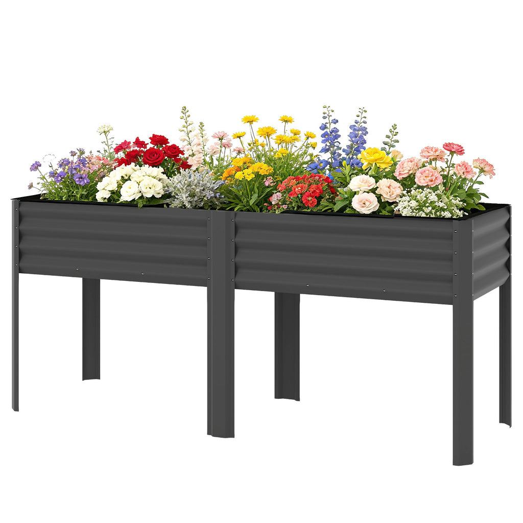 Galvanized Raised Garden Bed with Legs, 71" x 22" x 31.5" Raised Planter Box with Reinforced Bars and Non-Woven Fabric