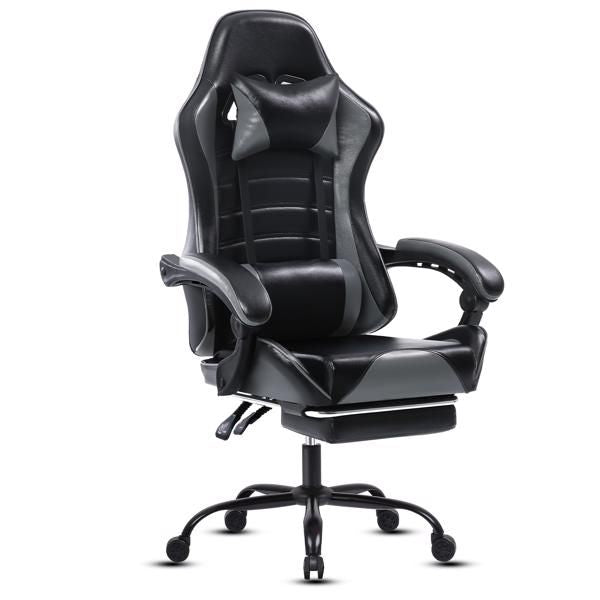 Gaming Chair, Computer Chair with Wheels, Adjustable Height Pu Leather Gamer Chair Office Desk Chair, Ergonomic Video Game Chair for Adults