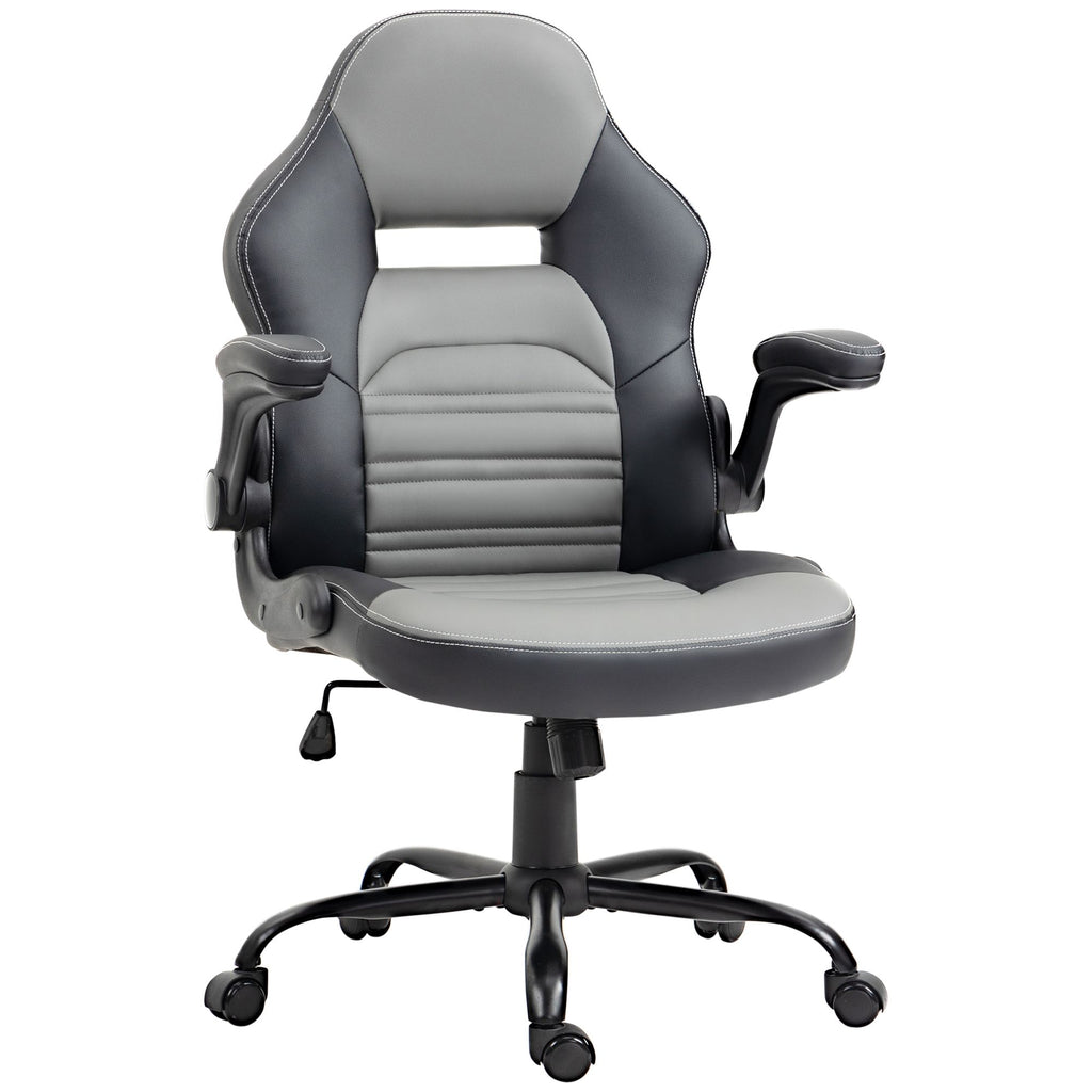Gaming Chair Home Office Swivel Racing Computer Desk Chair with Flip-Up Armrest Wheels