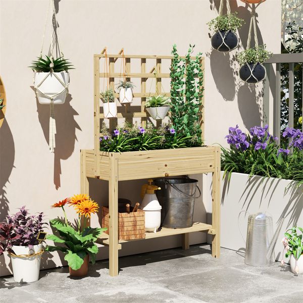 Garden Bed, Galvanized Planter, Raised Garden Bed with Trellis