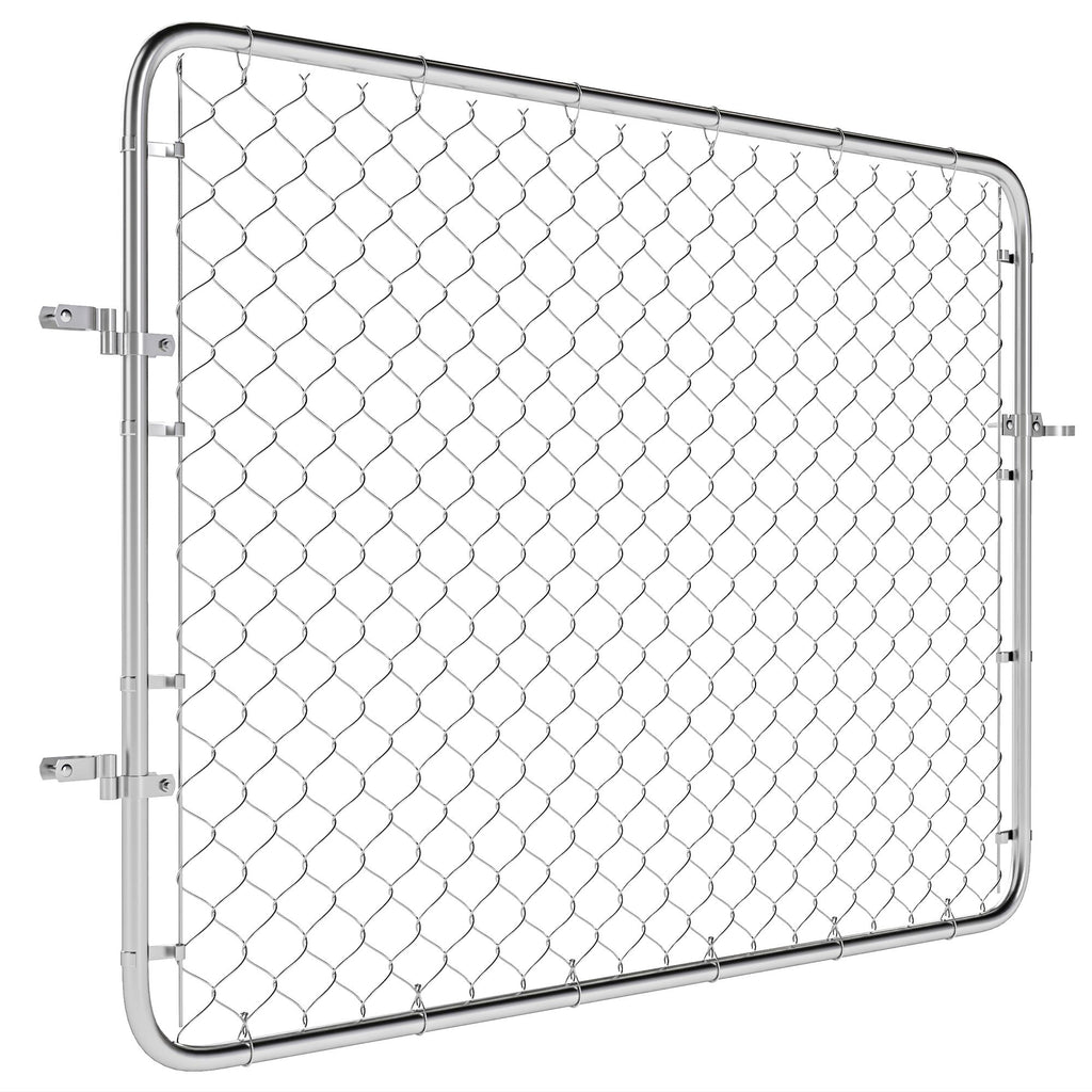 Garden Gate Chain Link Fence Gate, Galvanized Steel Garden Door for Yard Entrance Way, 47.2" x 70.9", Silver